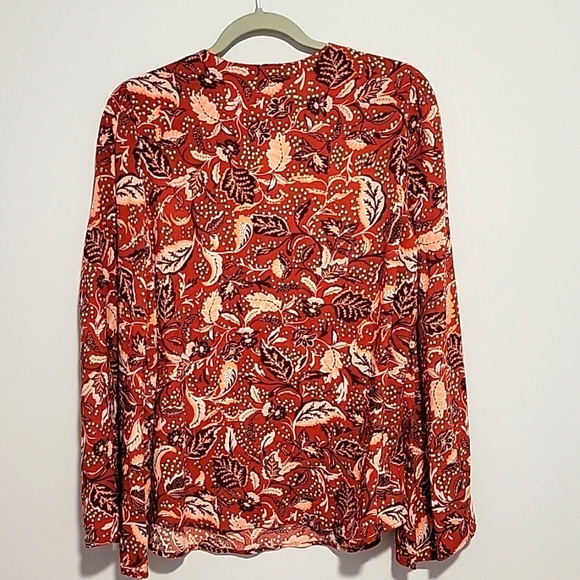 Jessica Simpson Leslie Boho Long Flare Sleeve Tunic Vneck Tie Paisley Medium NWT - Picture 6 of 6